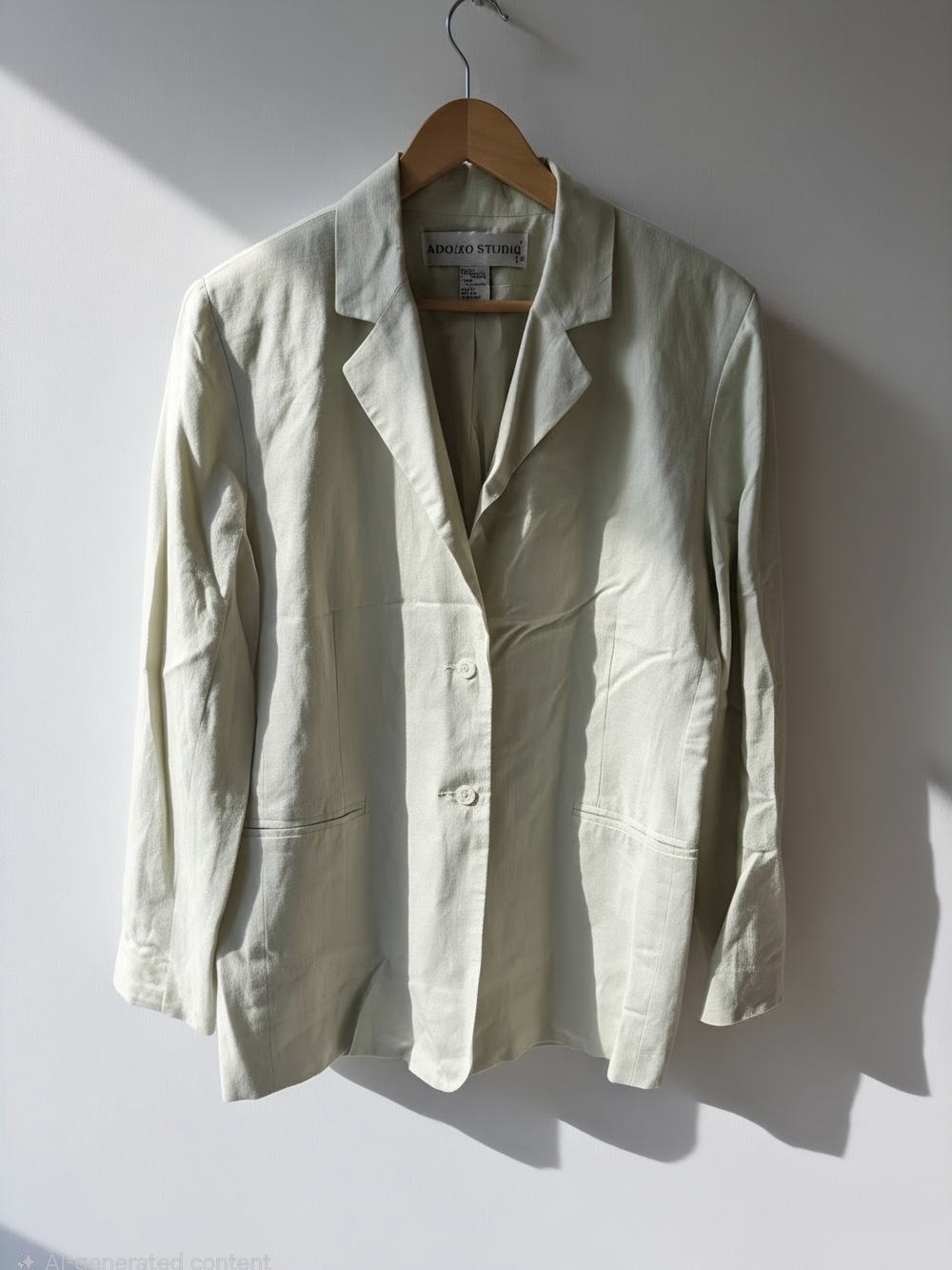 Women's Pale Green 2-Button Linen Blazer Jacket Size 14